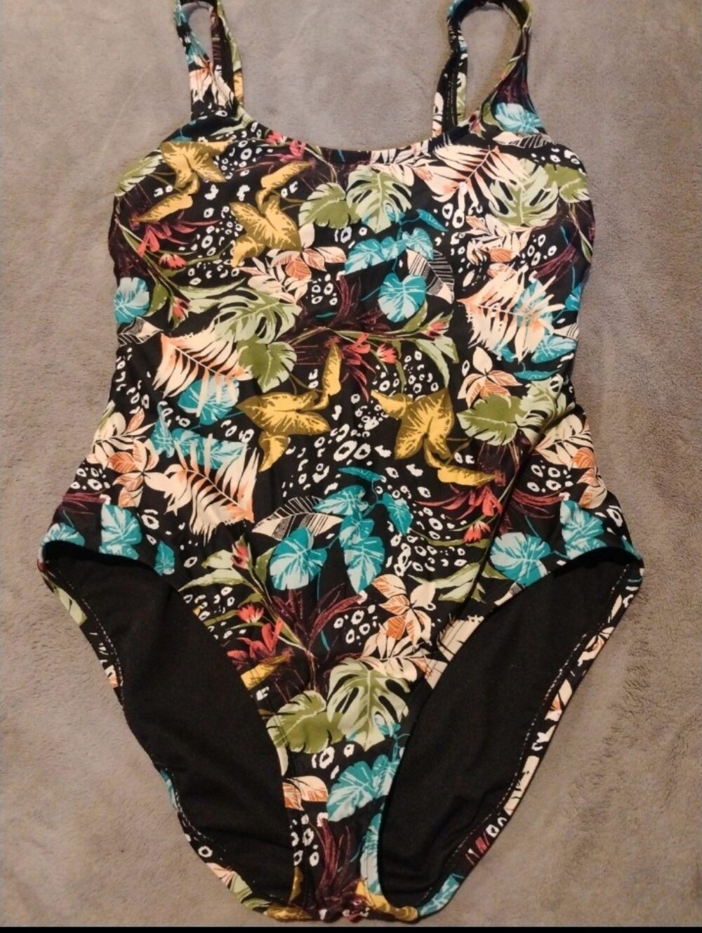 OP Ocean Pacific Tropical Floral One Piece Swimsuit Multi Stripe Back - M